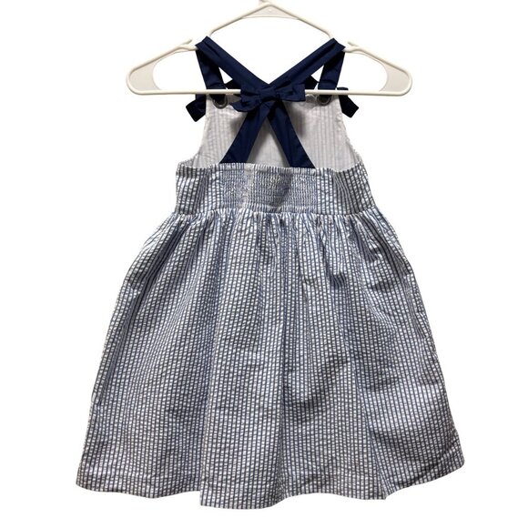 Tahari Girls Seersucker anchor Dress Blue & White Striped Size 7 - Picture 2 of 7